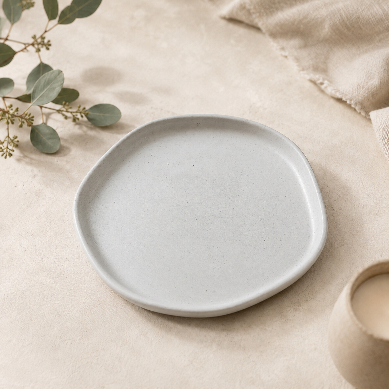 Sage Moon Trinket Tray — silvery ceramic catch-all
