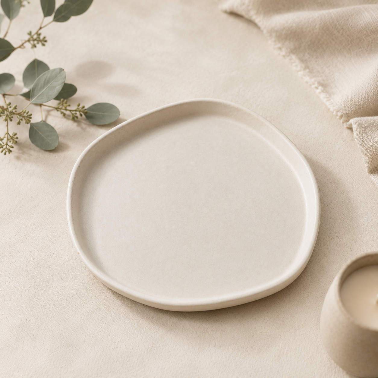 Sage Sand Trinket Tray — warm dune-coloured ceramic catch-all